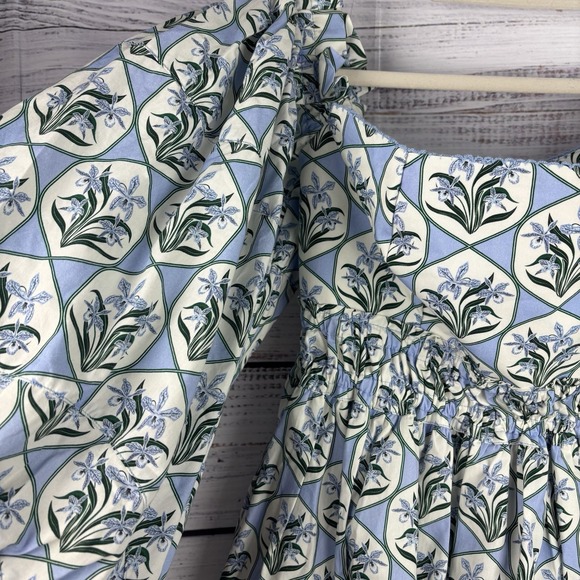 AGUA BY AGUA BENDITA Jamaica Off-The-Shoulder Balloon Floral Top L Celeste READ - Picture 5 of 16